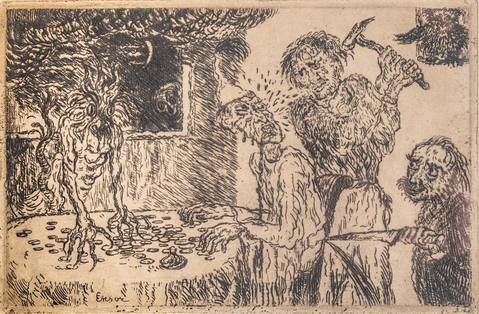 James Ensor (1860-1949), 'Avarice' (1904), etching, II/II 9.5 x 14.5 cm. (3.7 x 5.7 in.), Frame: 32.
