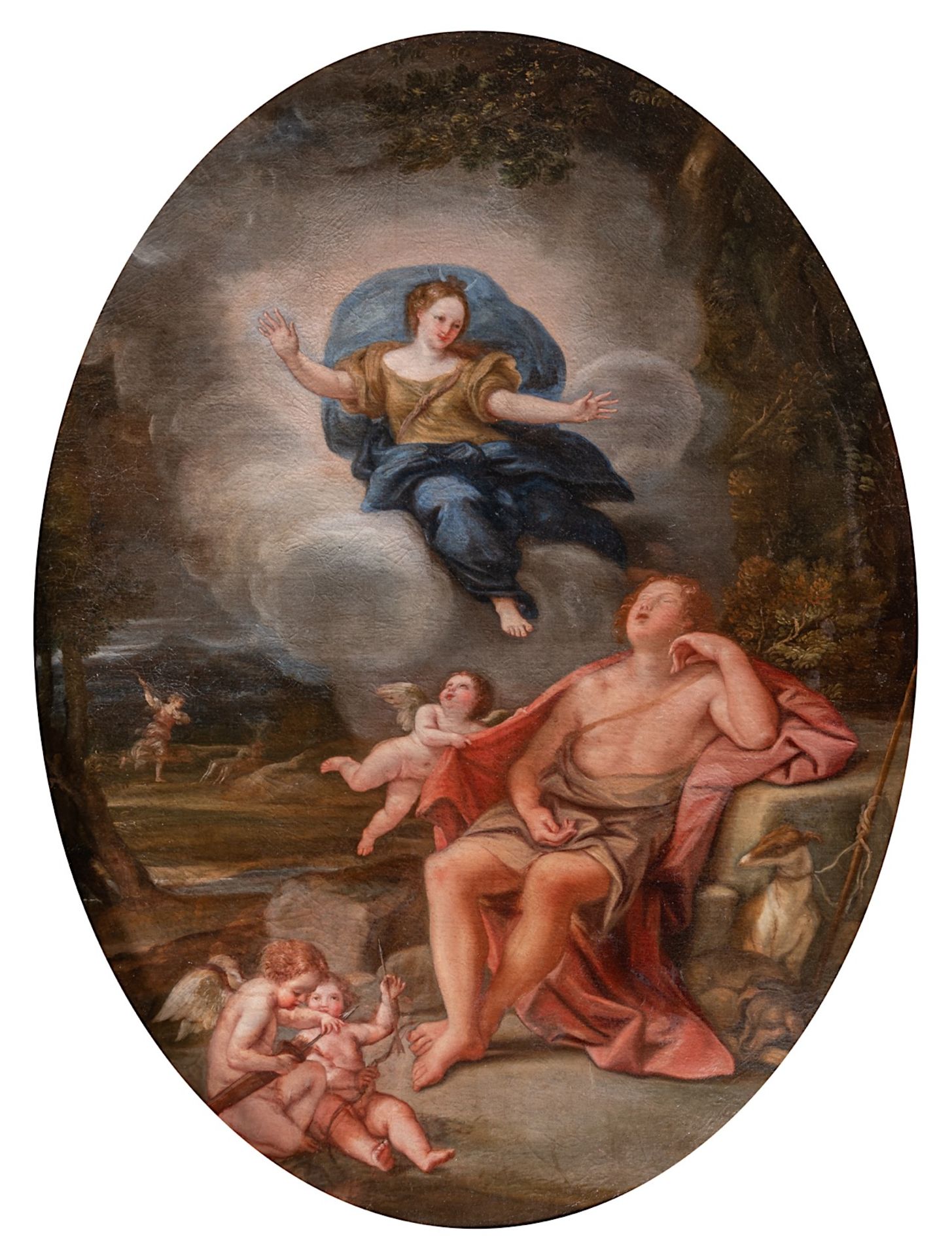No visible signature, 'Diana and Endymion', 18thC, oil on canvas 120 x 90 cm. (47.2 x 35.4 in.), Fra