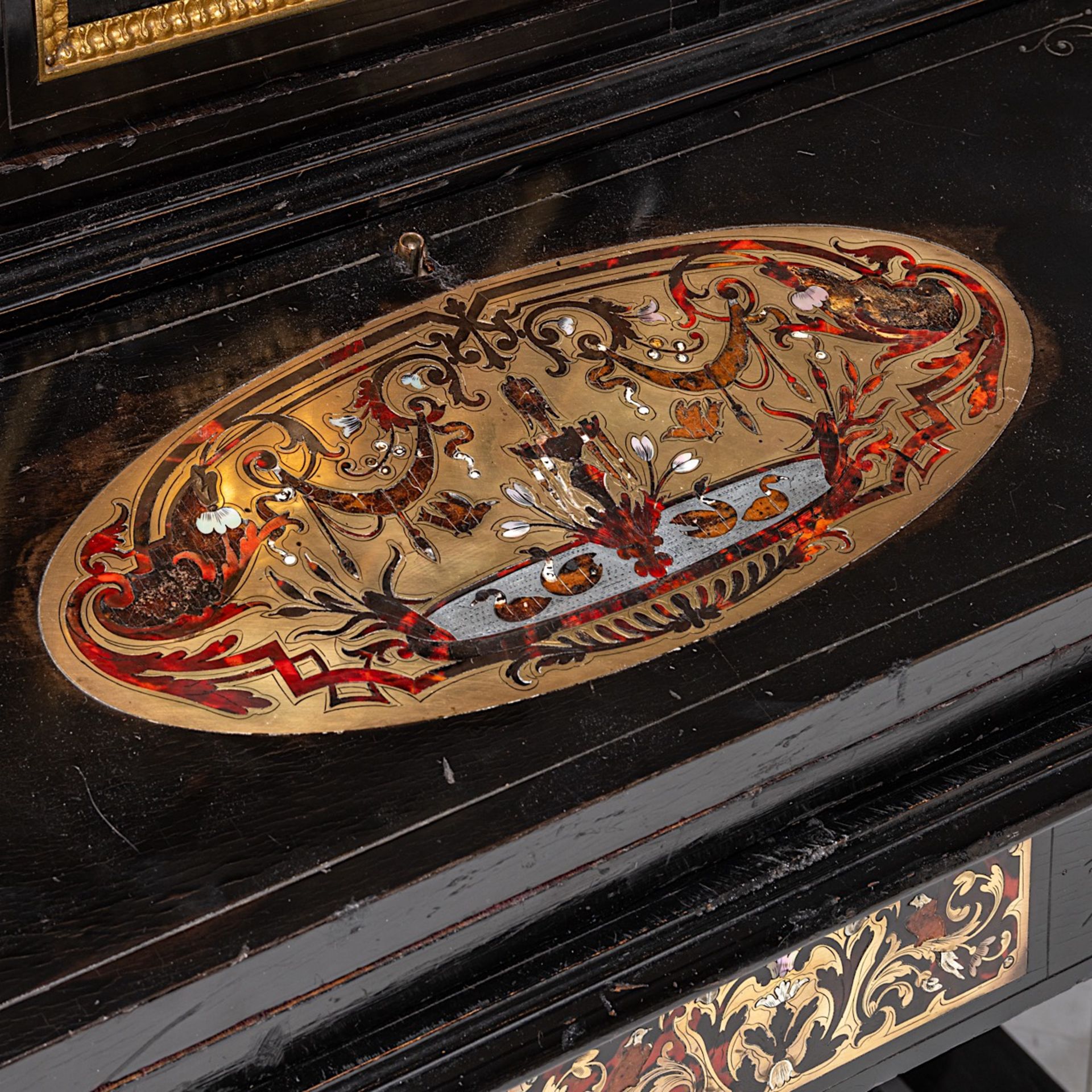 A Napoleon III (1852-1870) Boulle work secretaire with gilt bronze mounts, H 152 cm - W 90 cm - D 48 - Bild 10 aus 10