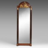 A mahogany veneered Biedermeier (1815-1860) mirror, probably German, H 207 cm - W 70,5 cm
