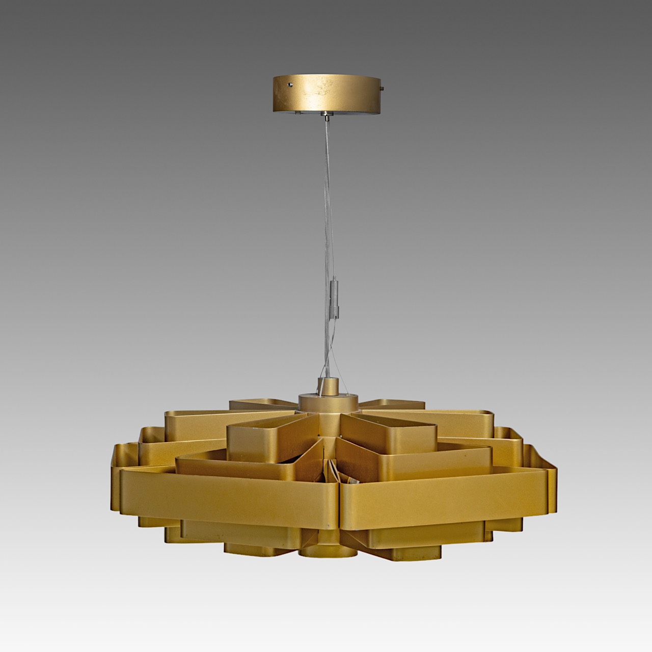 Jules Wabbes (1919-1974), hexagonal hanging lamp, model J.J.W.04, Wever & Ducre edition, H 20 - dia - Image 6 of 6