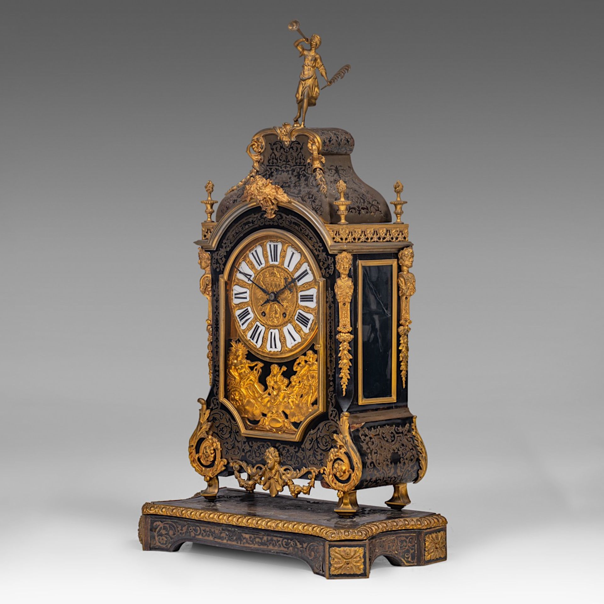 A Louis XIV style Boulle cartel clock with gilt bronze mounts, Napoleon III period, H 90 cm - Bild 2 aus 10