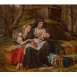 Attrib. to Charles Landseer (1799-1879), 'the Wayfarers', oil on canvas 76 x 87 cm. (29.9 x 34 1/4 i