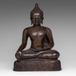 A Thai late Ayutthaya style bronze seated Buddha, late 18thC, H 45 - W 30 cm