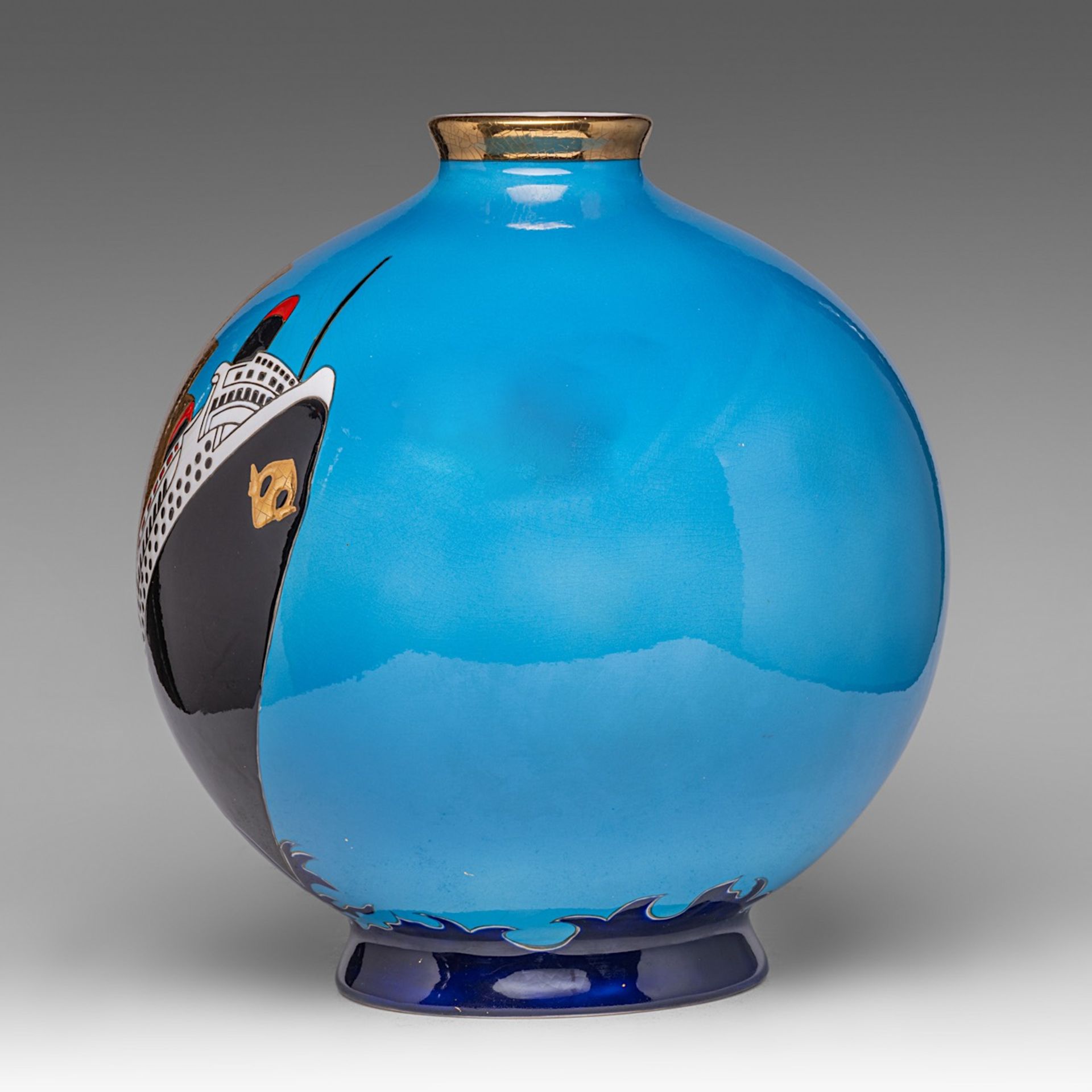 A large 'New York' circular vase by Longwy, limited edition, Ndeg 29/50, H 40 cm - Image 2 of 7