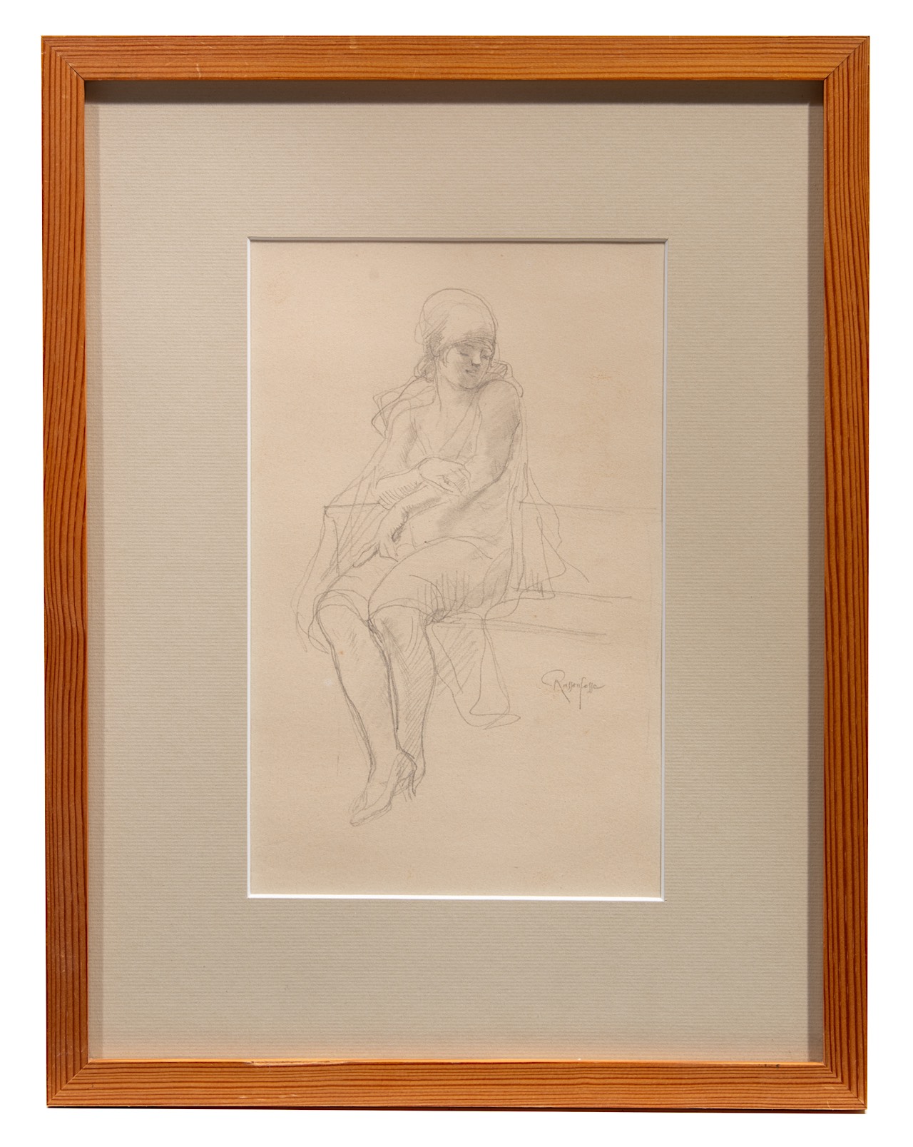 Armand Rassenfosse (1862-1934), seated girl, pencil drawing on paper 26 x 16.5 cm. (10.2 x 6 1/2 in. - Image 2 of 6