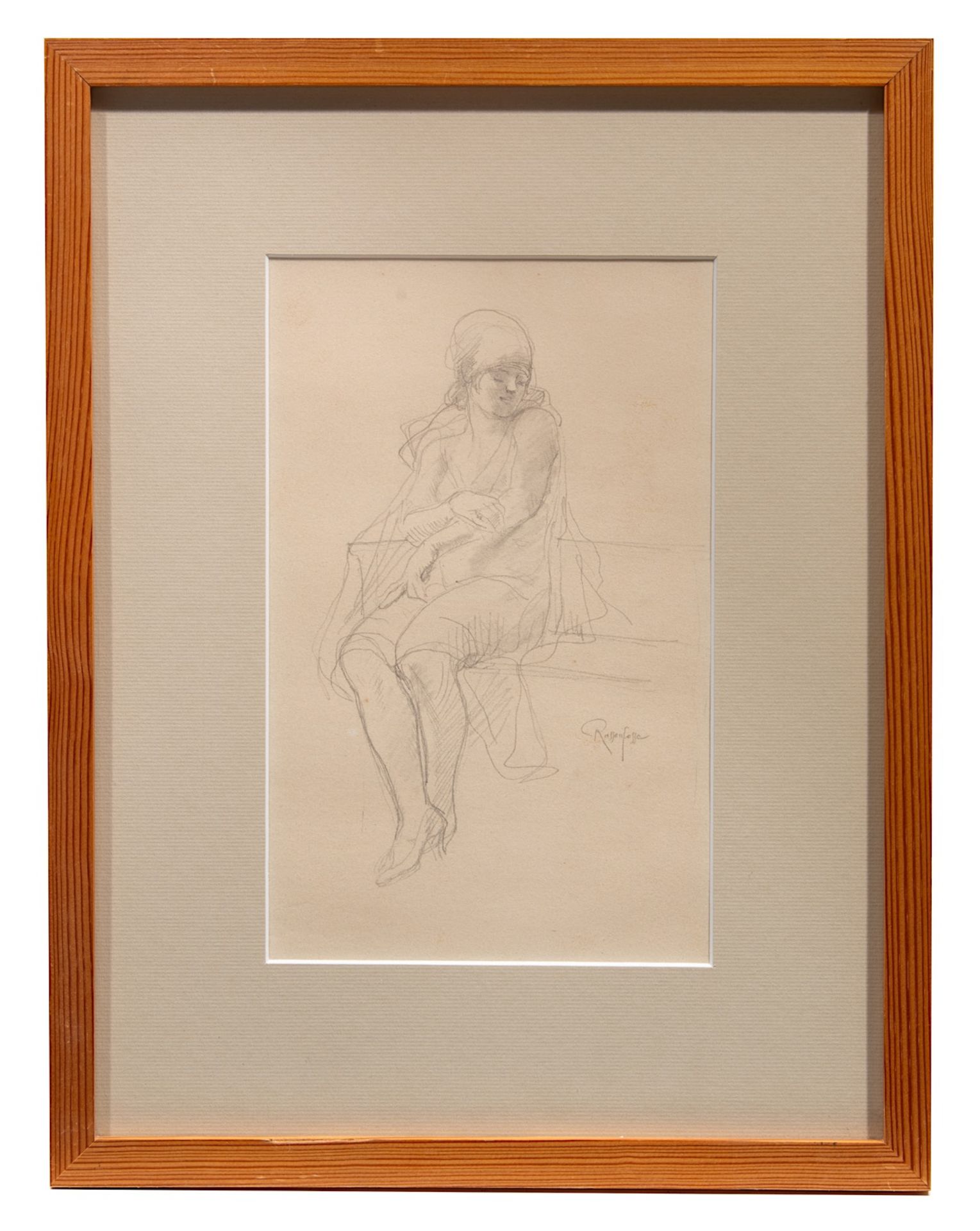 Armand Rassenfosse (1862-1934), seated girl, pencil drawing on paper 26 x 16.5 cm. (10.2 x 6 1/2 in. - Bild 2 aus 6