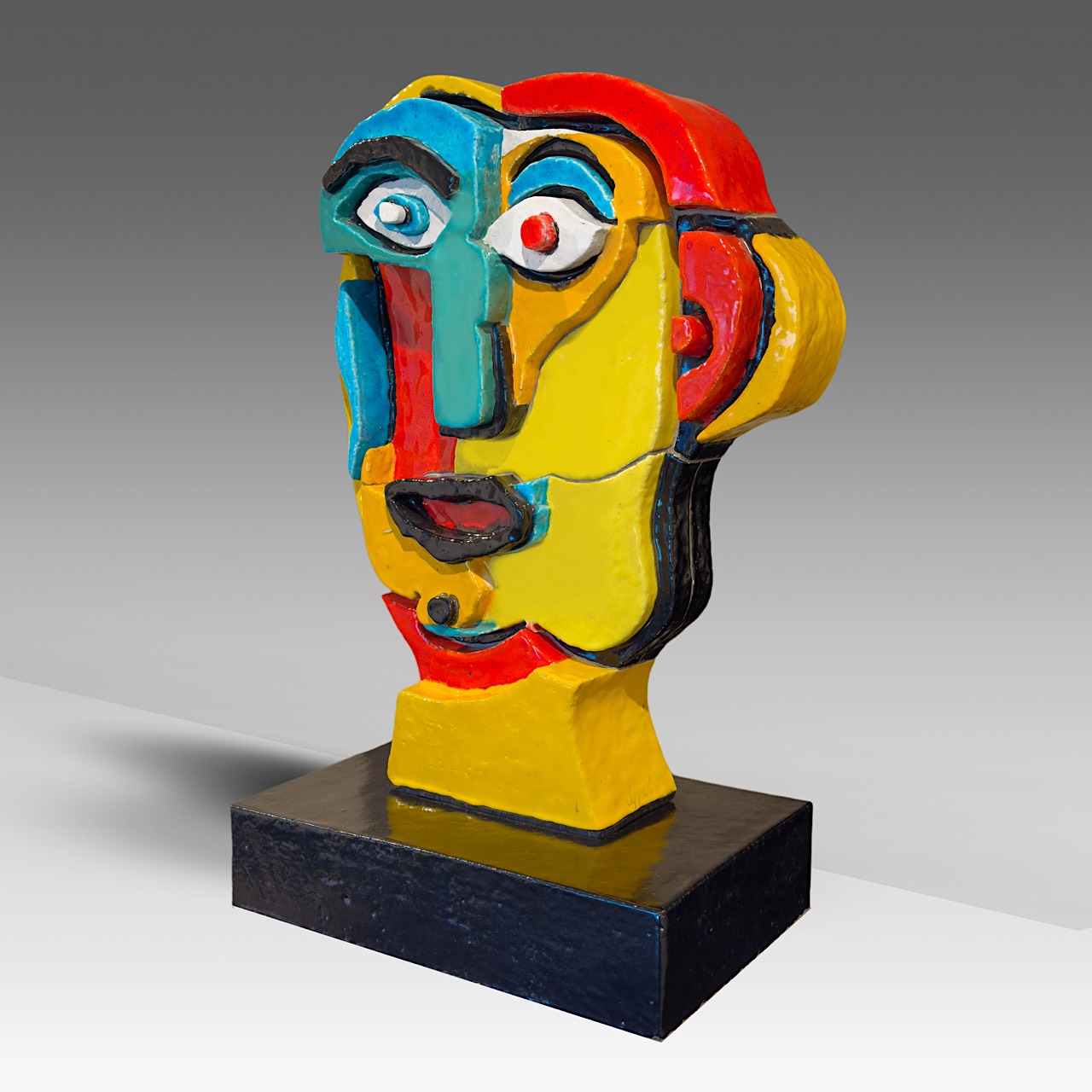 Karel Appel (1921-2006), head, 1975, glazed ceramic, H 81 cm - Image 2 of 5
