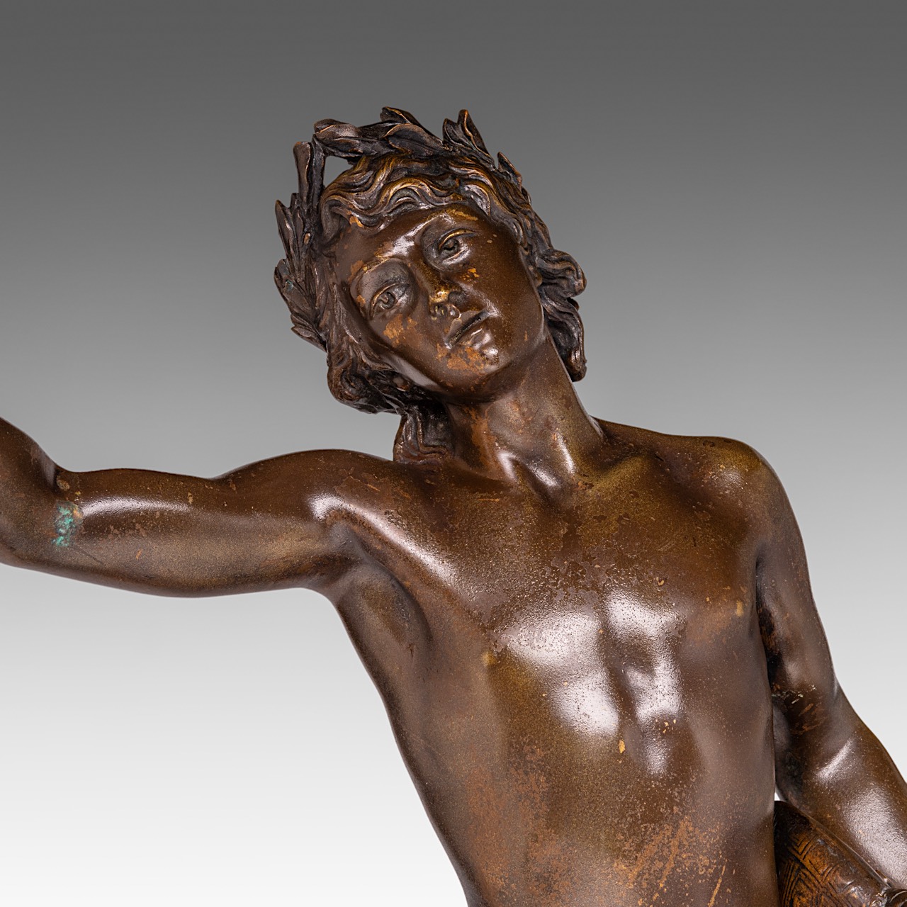 Adrien Etienne Gaudez (1845-1902), Orpheus and Cerberus, patinated bronze, H 60 cm - Image 8 of 8