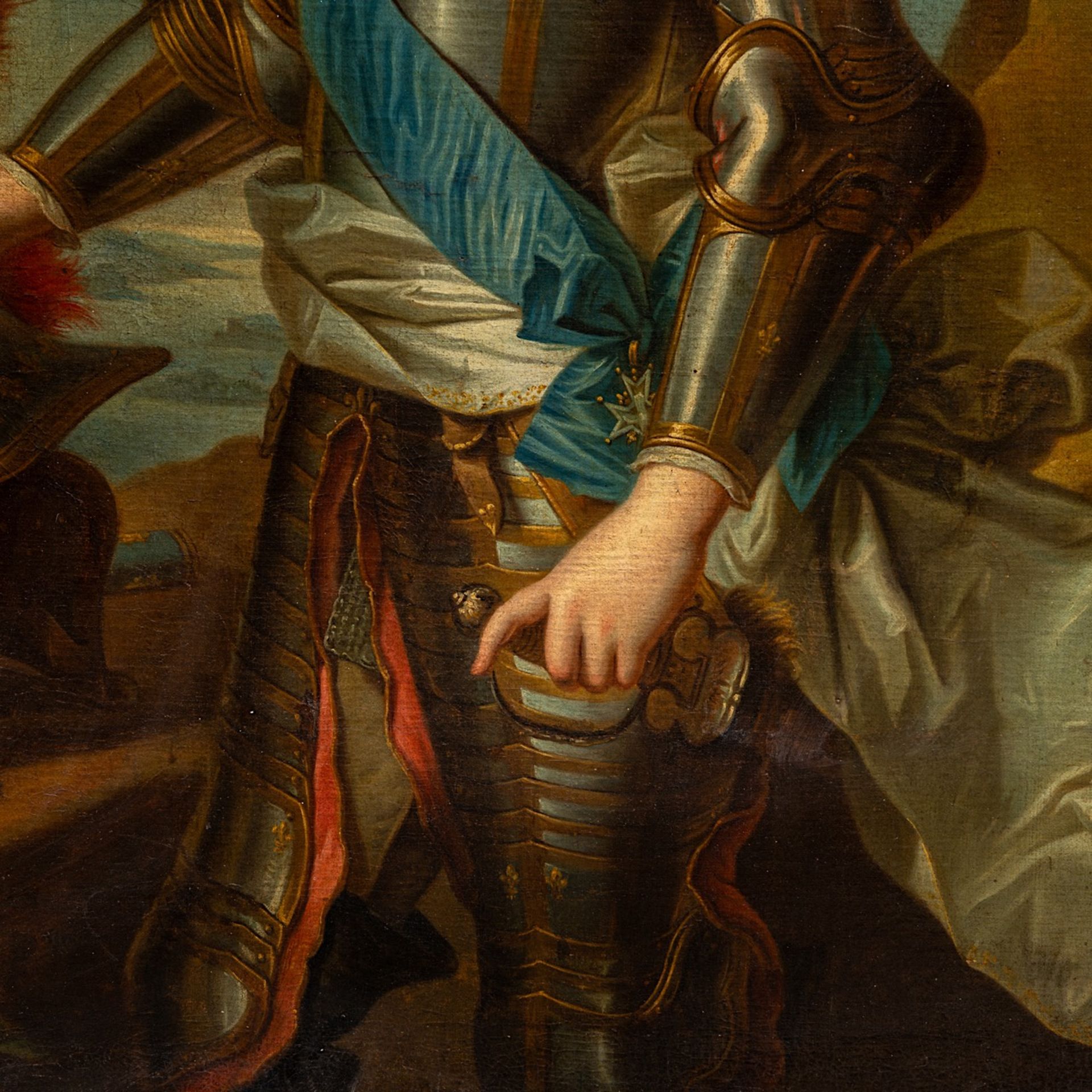 Attrib. to Charles Van Loo (1705-1765), portrait of Louis Joseph de Bourbon, Prince of Conde in armo - Image 7 of 8