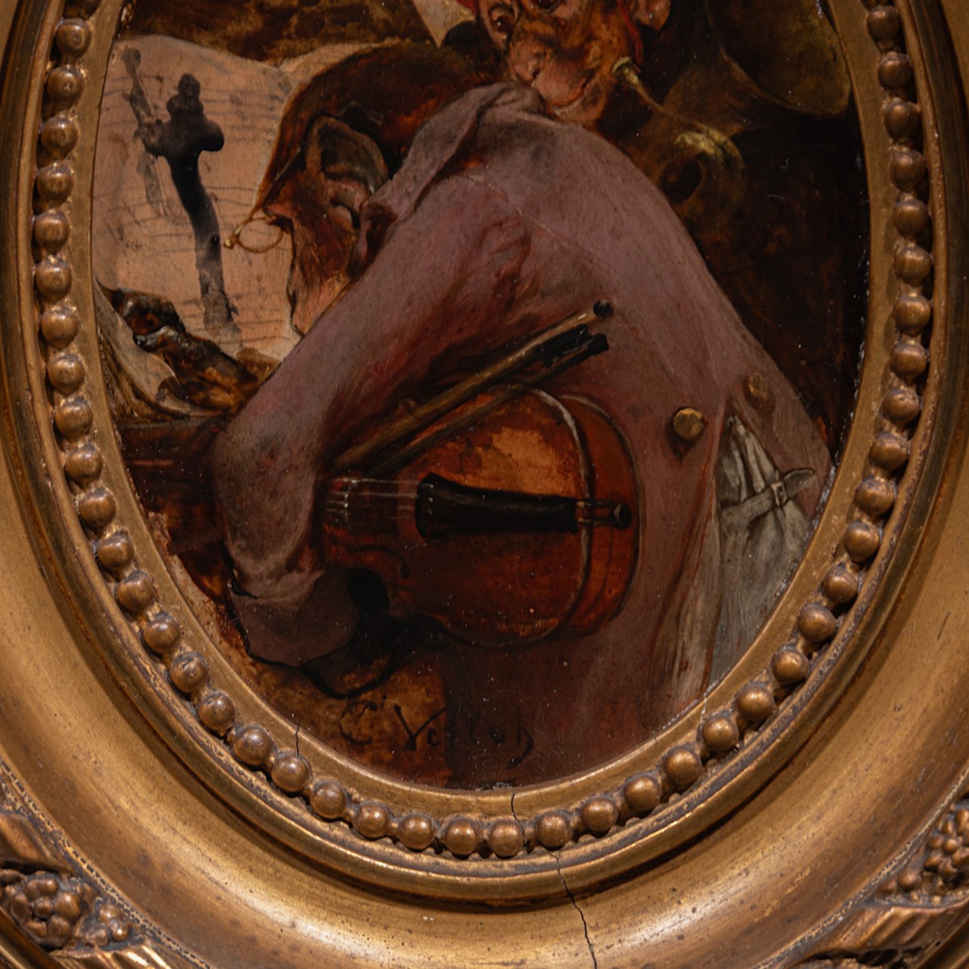 Charles Verlat (1824-1890), 'Symphonie flamande', oil on panel 14 x 11 cm. (5.5 x 4.3 in.) - Image 5 of 13