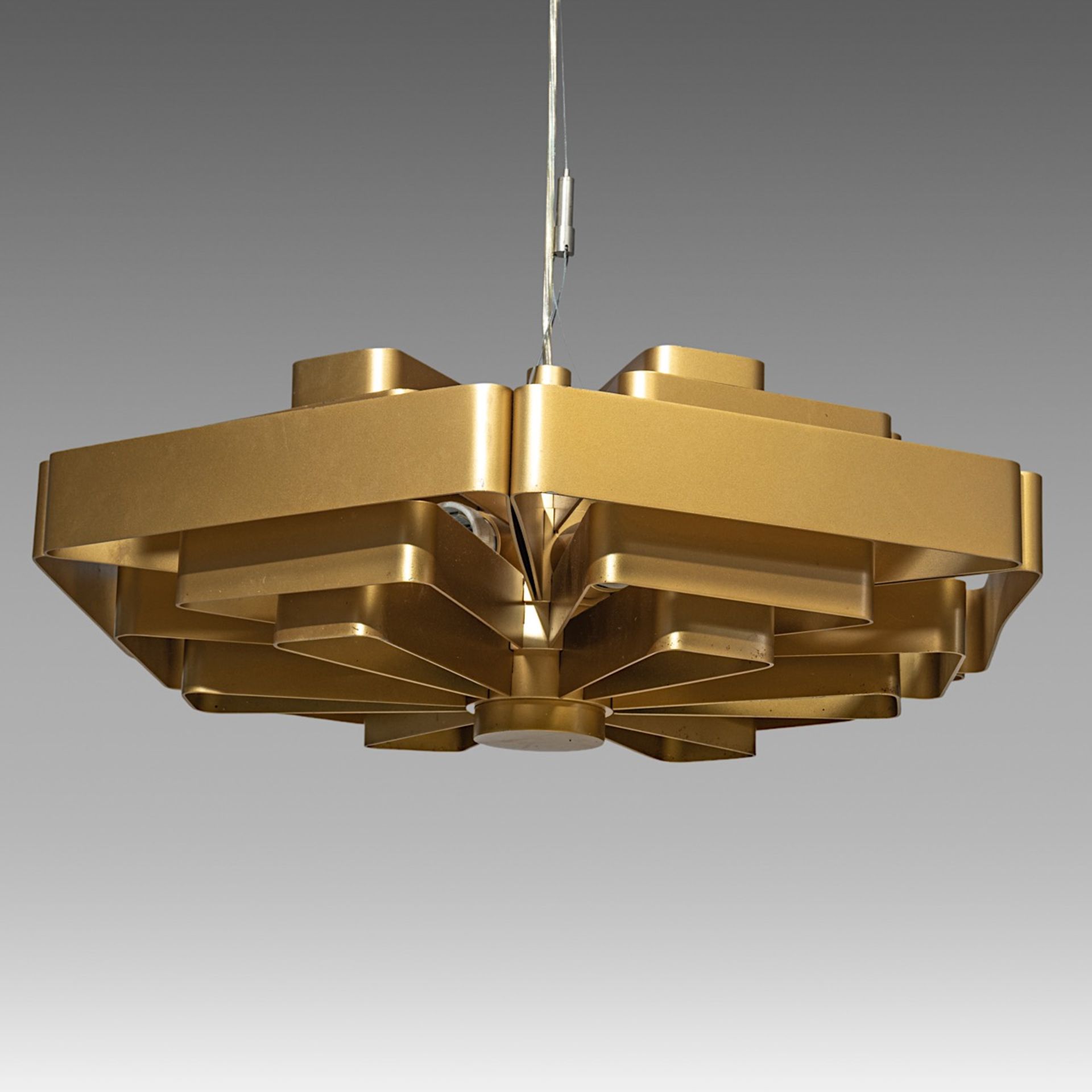 Jules Wabbes (1919-1974), hexagonal hanging lamp, model J.J.W.04, Wever & Ducre edition, H 20 - dia - Bild 3 aus 6