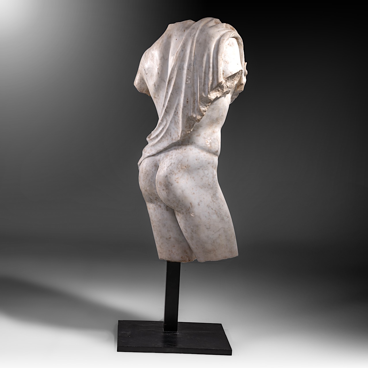 A Carrara marble torso of a resting satyr, Italian or French school, H 92 cm (torso) Height of the t - Image 7 of 9