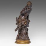 Mathurin Moreau (1822-1912), Venus clasping a Shell, patinated bronze, H 55 cm