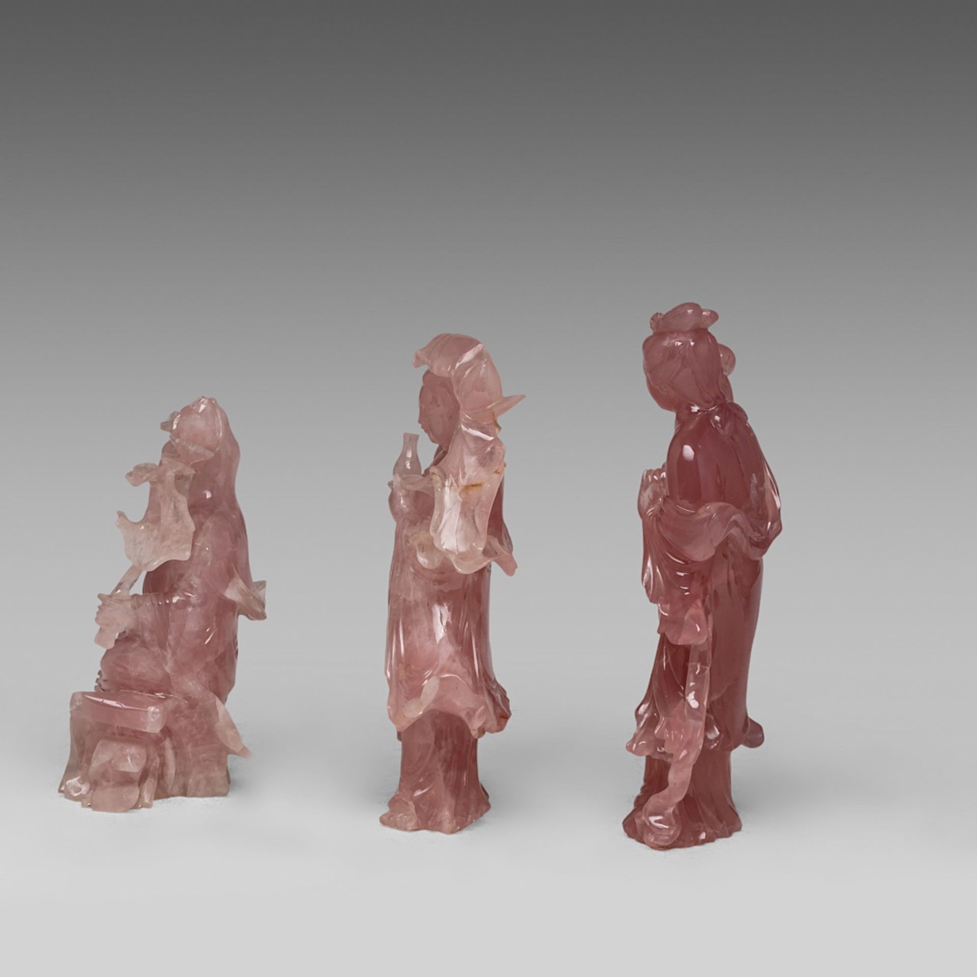 A collection of eleven Chinese mineral carvings and a pair of porcelain dishes, incl. two carnelian - Image 3 of 17