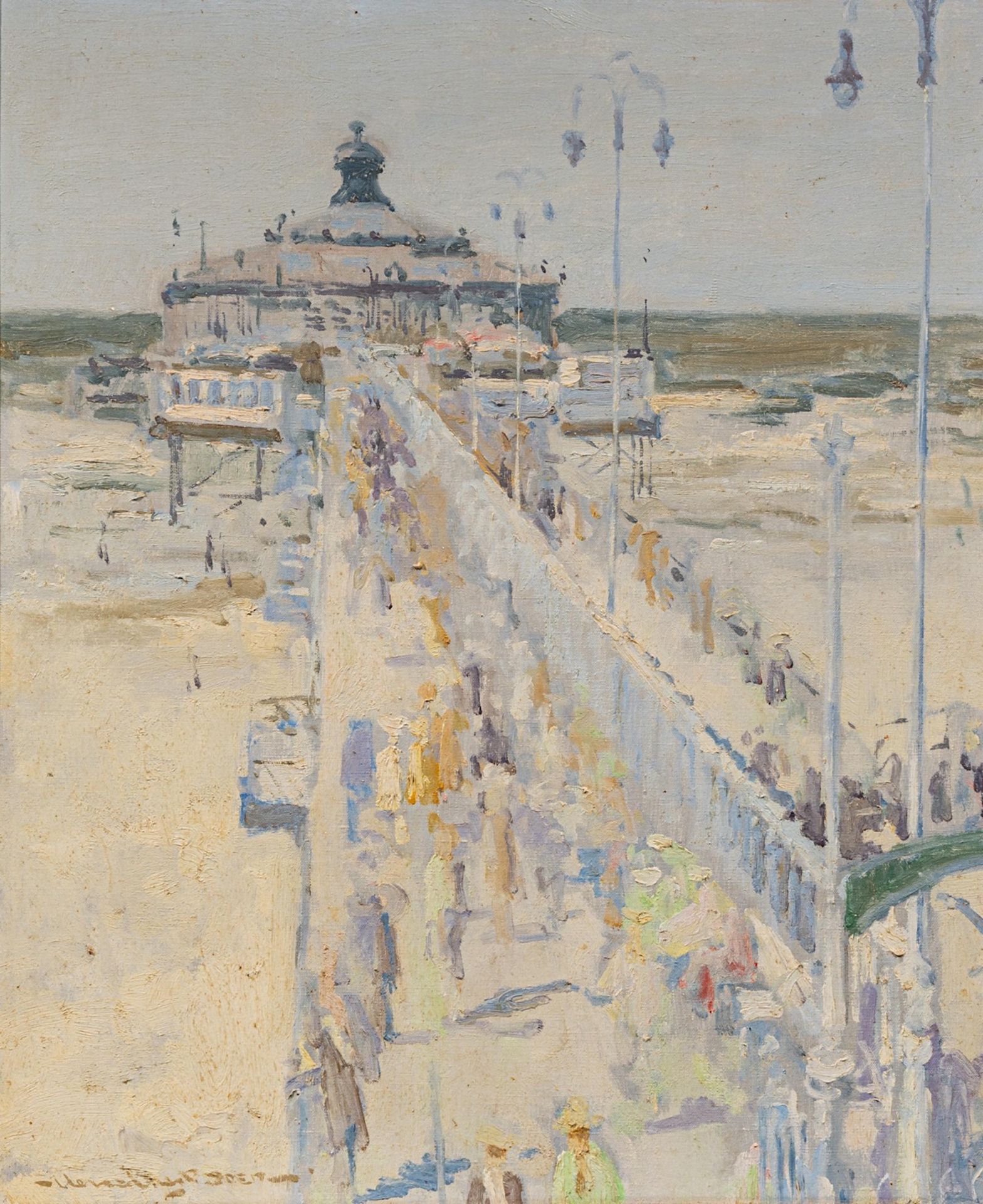 Hessel De Boer (1921-2003), the pier of Scheveningen, oil on canvas