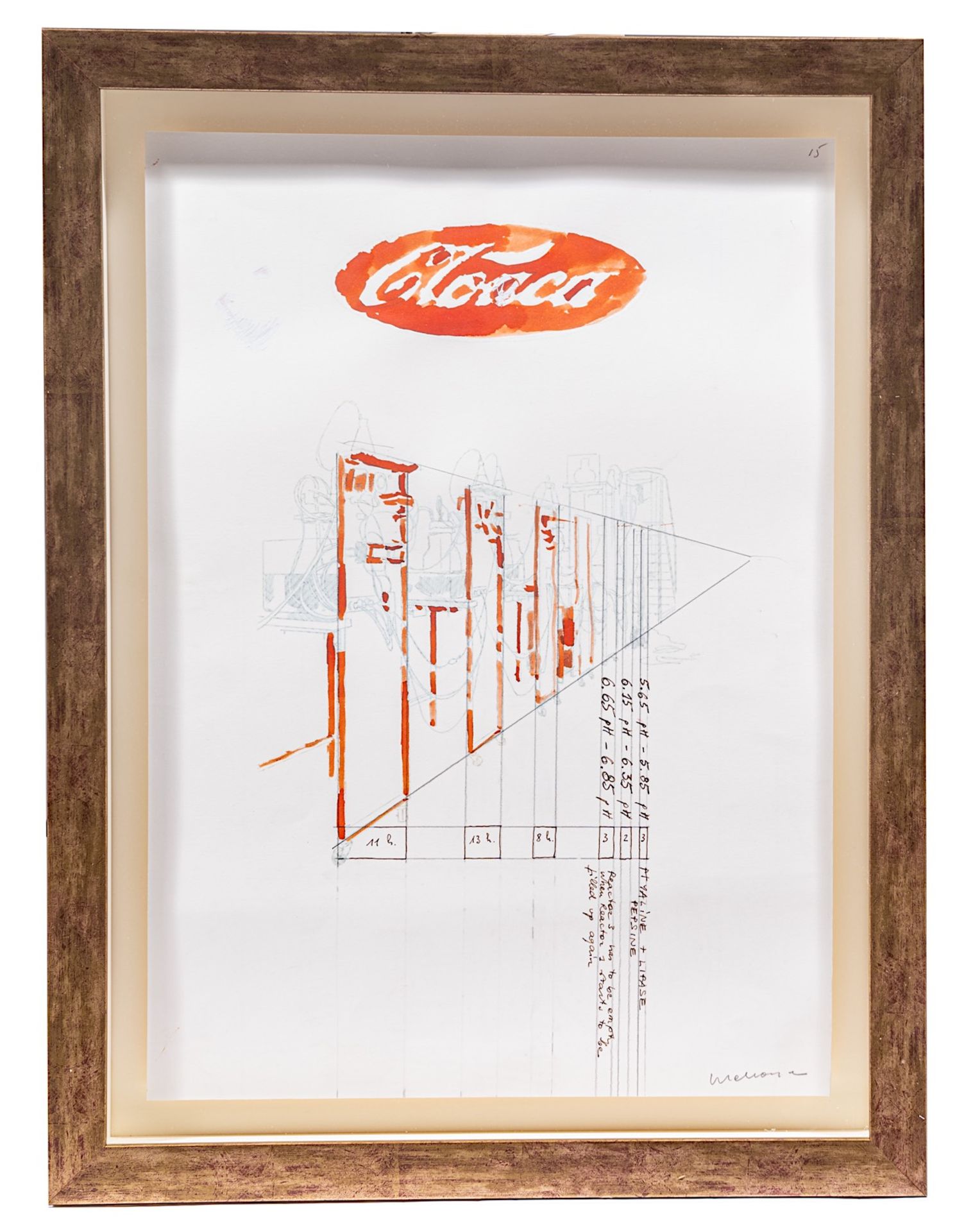 Wim Delvoye (1965), Cloaca, ink and watercolour drawing 58 x 42 cm. (22.8 x 16.5 in.), Frame: 72 x 5 - Image 2 of 6