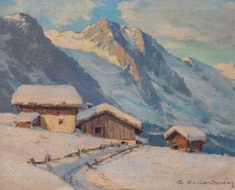 Charles Henry Contancin (1898-1955), Alpine landscape with snow, oil on canvas 38 x 46 cm. (14.9 x 1