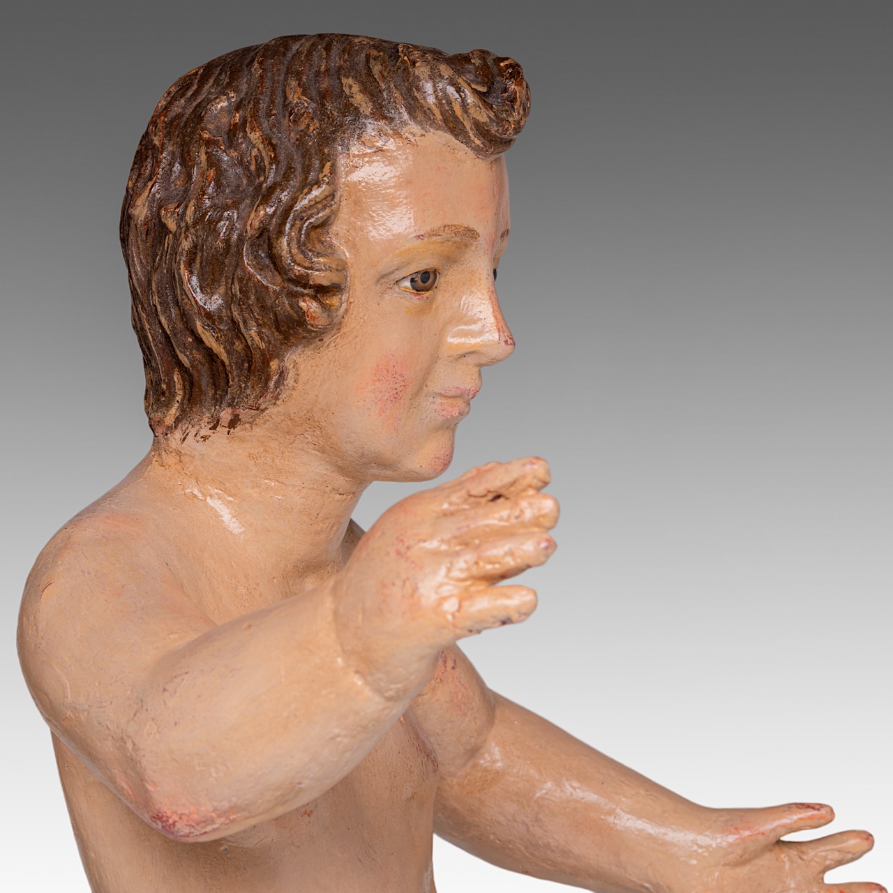 A polychrome wooden 'Bambino Gesu', 18thC, H 58 cm - Image 8 of 9