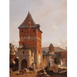 Signed 'Chamnon', Romantic view of a town, oil on canvas 40 x 30 cm. (15 3/4 x 11.8 in.), Frame: 66