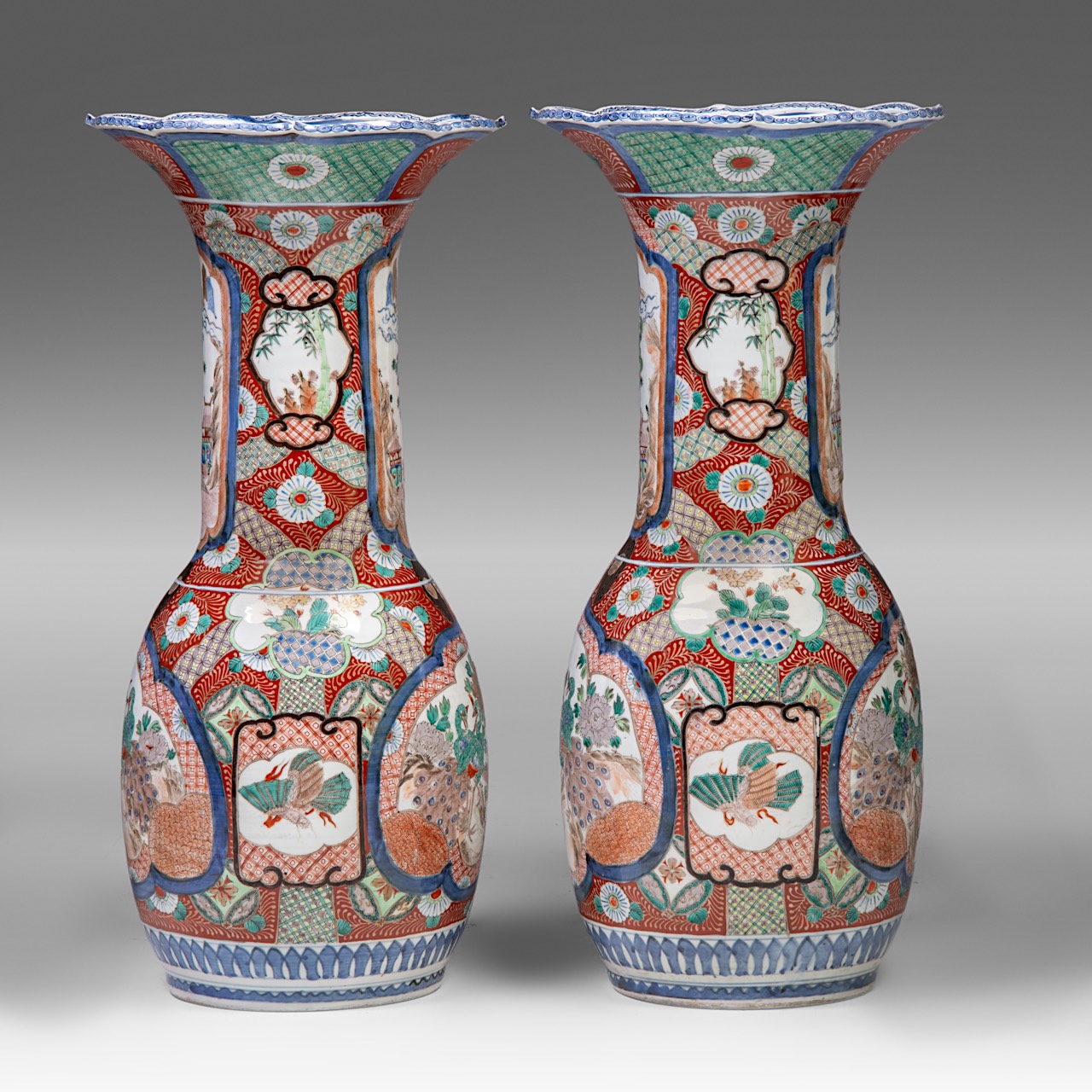 A pair of large Japanese Imari vases, 20thC, H 78 cm - Image 2 of 6