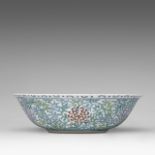 A Chinese doucai 'Scrolling Chrysanthemum' deep plate, Guangxu mark and of the period, dia 23 cm