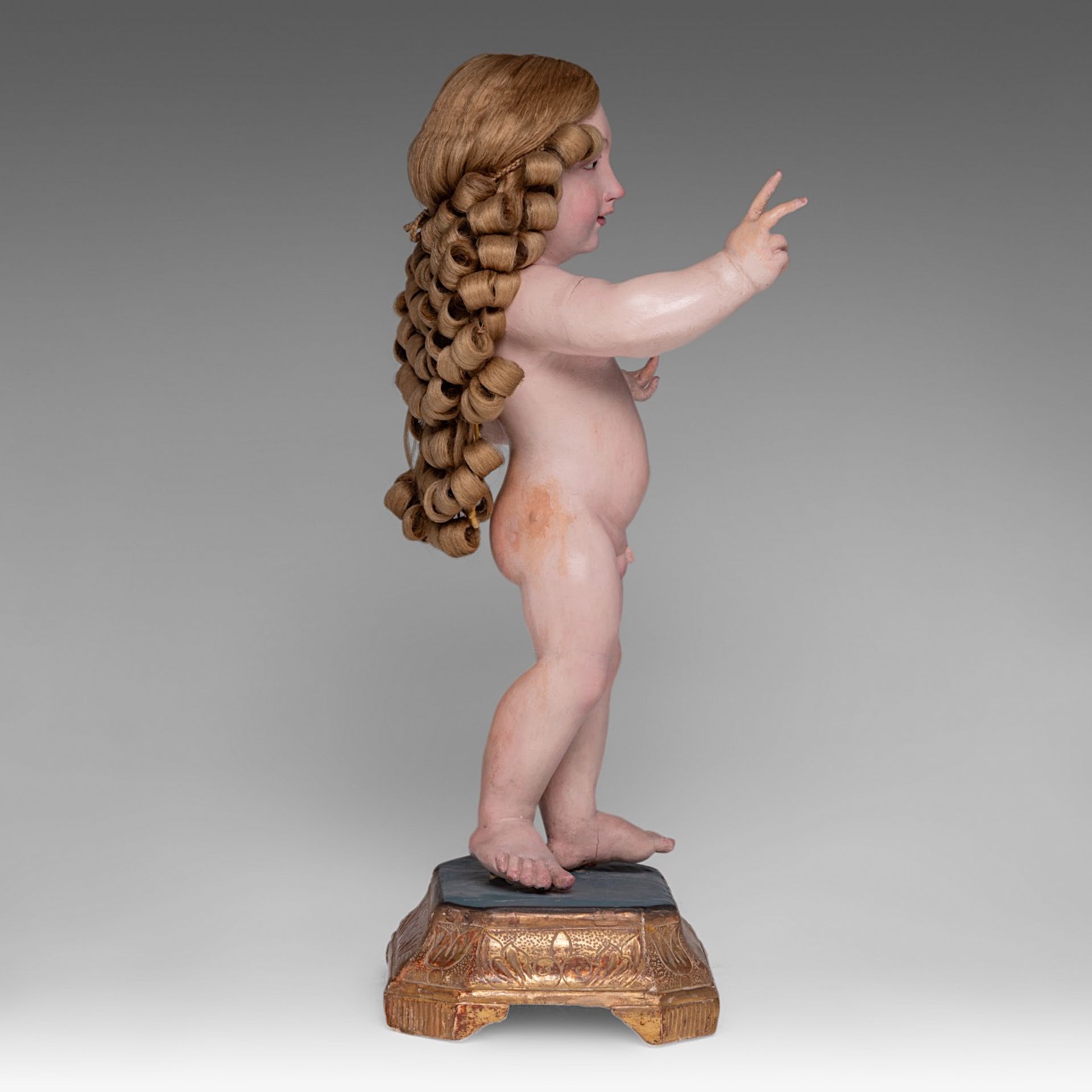 An Italian polychrome painted wooden, late 18th-century so-called 'Bambino Gesu', H (figure) 48 cm. - Image 6 of 9