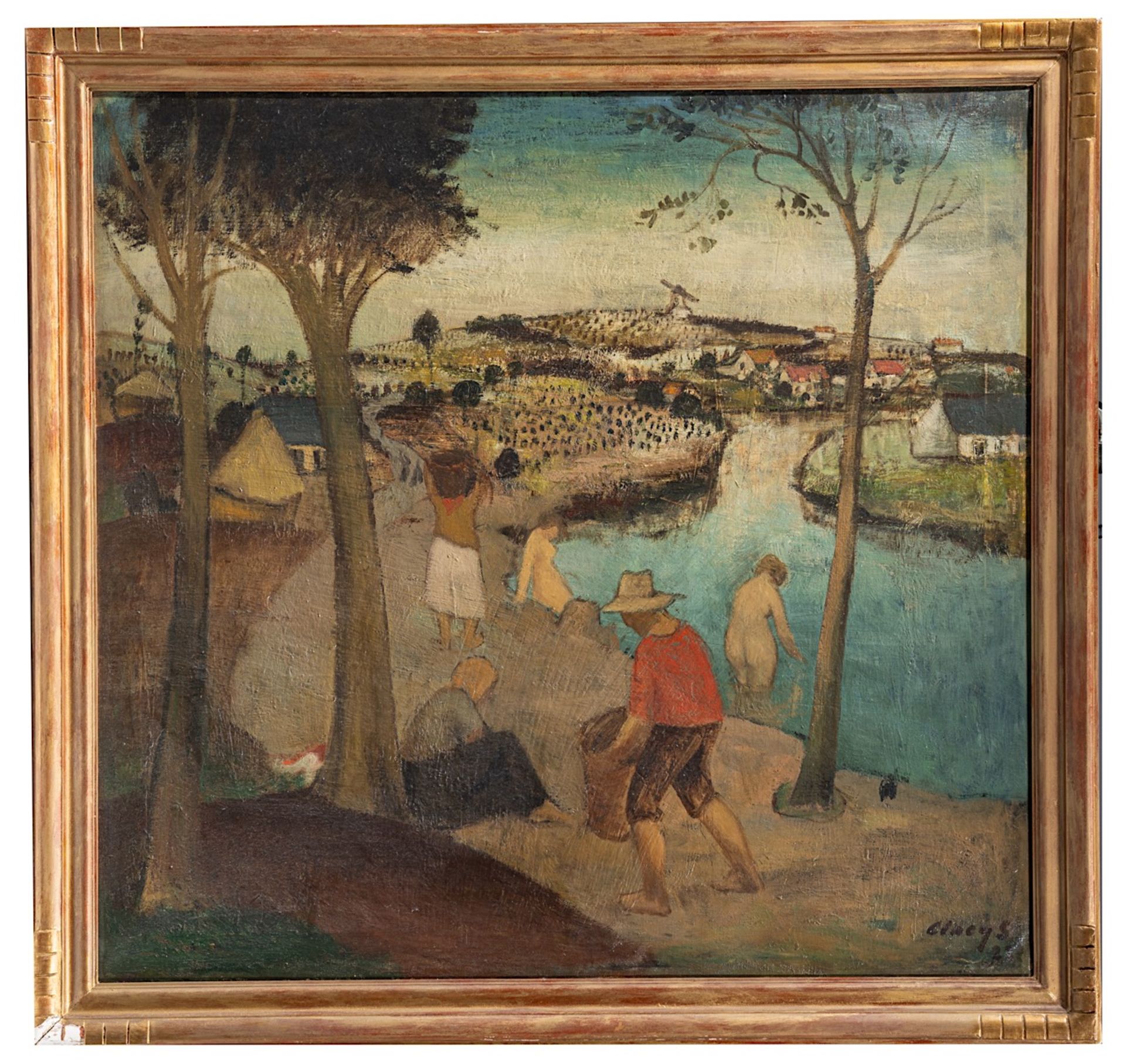 Albert Claeys (1889-1967), bathers in the Lys, oil on canvas 90 x 95 cm. (35.4 x 37.4 in.), Frame: 1 - Bild 2 aus 6