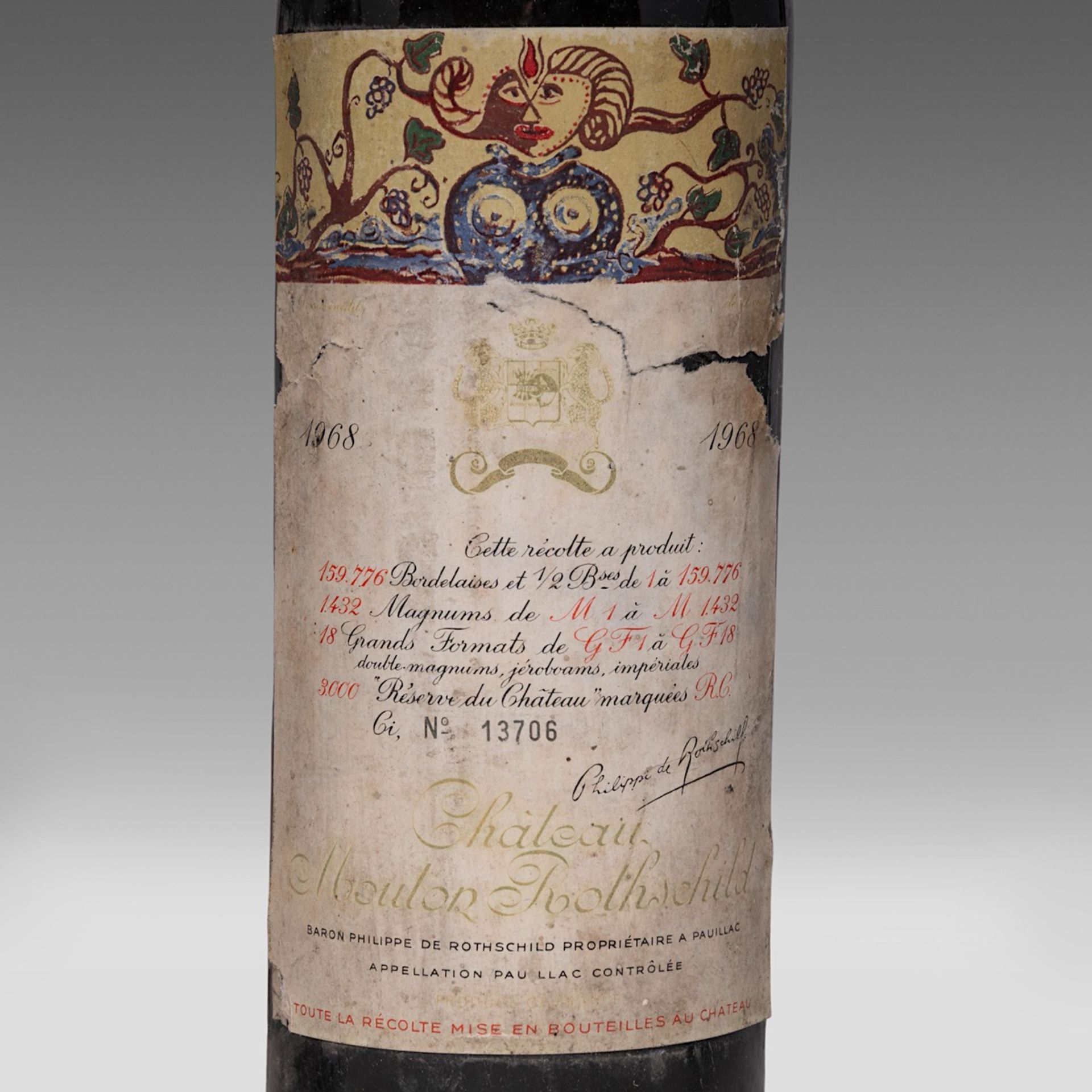 Two bottles 1968 Chateau Mouton Rothschild and a 1990 Chateau Mouton Rothschild - Bild 3 aus 5