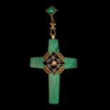 An imposing ceremonial 18ct gold bishop's cross, H 21.7 cm, total weight 148 g