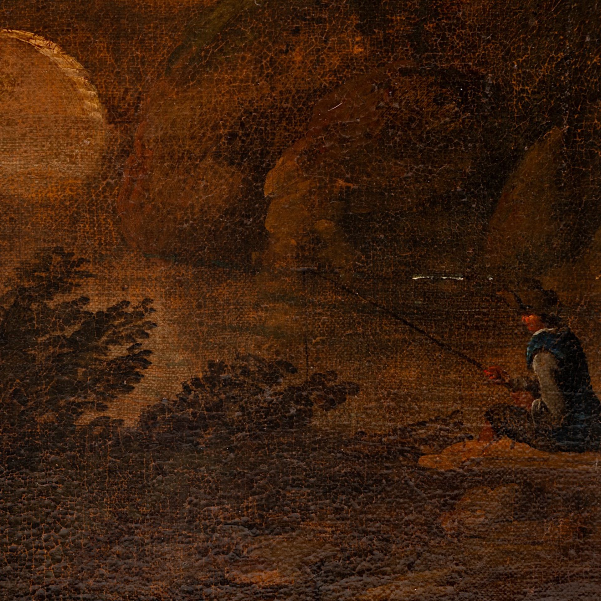 An Italianised pastoral landscape, 17thC Dutch School, oil on canvas 77 x 110 cm. (30.3 x 43.3 in.), - Bild 4 aus 6