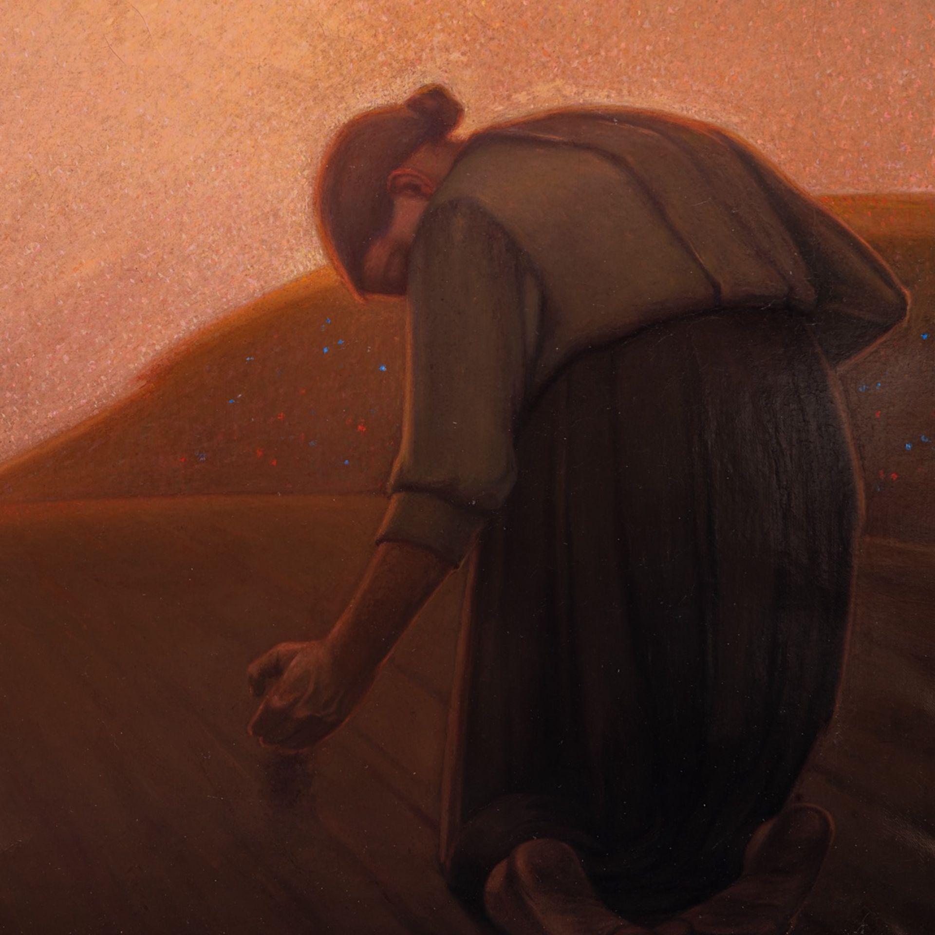 Victor De Budt (1886-1965), praying farmers at dawn, 1950, oil on canvas 100 x 155 cm. (39.3 x 61.0 - Image 7 of 7