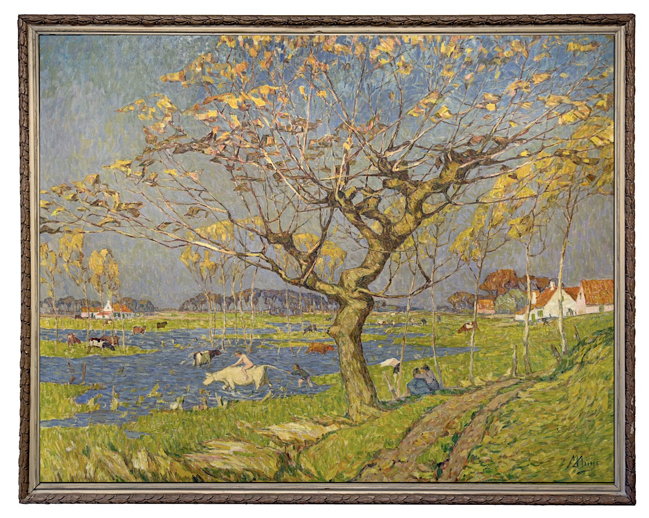 Modest Huys (1874/5-1932), 'Schitterende Herfstdag, Automne Radieux', 1924, oil on canvas 110 x 139 - Image 2 of 10