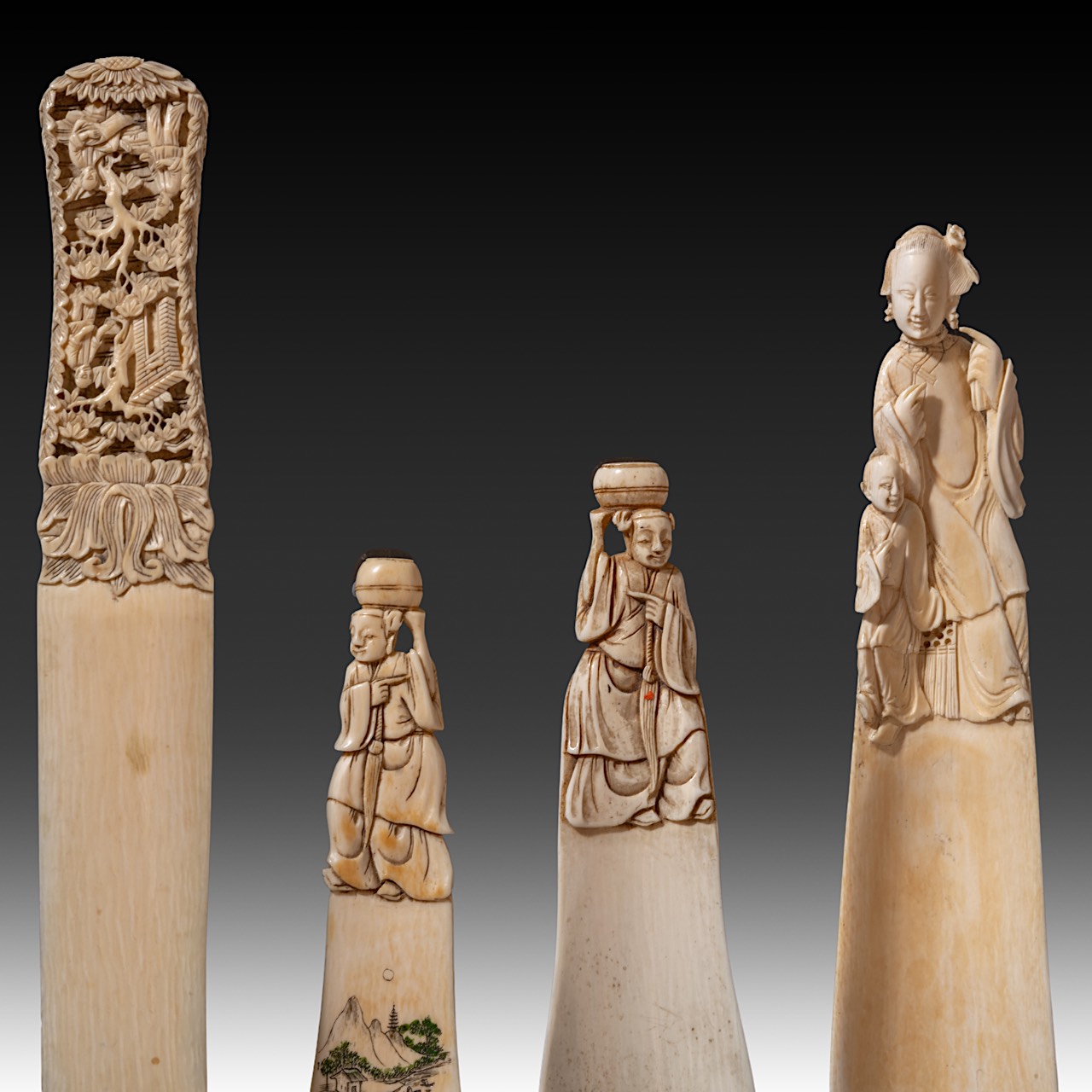 Three Chinese ivory shoehorns, two ditto Indian page-turners, and one ditto Chinese page opener, lat - Image 6 of 7