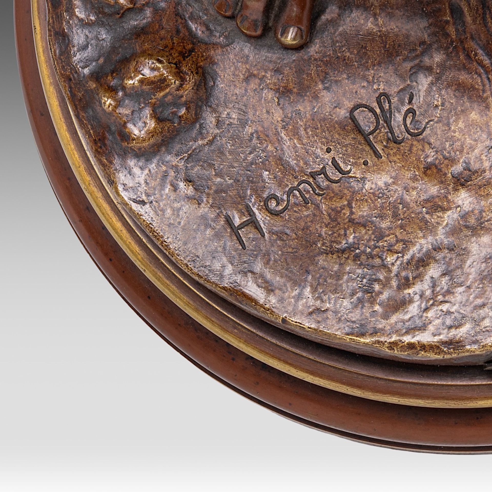Henri Honore Ple (1853-1922), 'David Vainqueur', patinated bronze, H 61 cm - Bild 7 aus 7