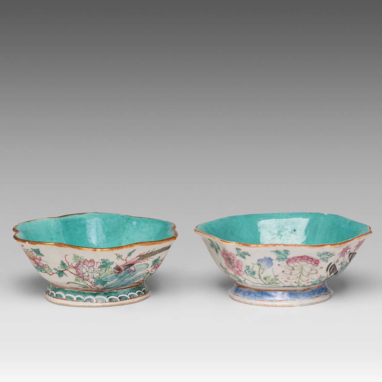 A collection of six Chinese mineral carvings and three porcelain footed bowls, Tongzhi mark and of t - Image 20 of 32