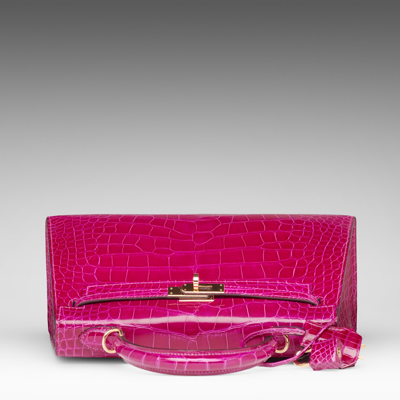 PREMIUM LOT - HERMES, Kelly Sellier 25 bag, Rose Pourpre Alligator Mississippiensi Lisse, with gilt - Image 7 of 12