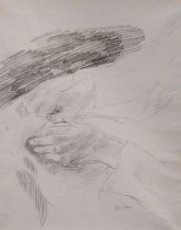 James Ensor (1860-1949), hands at work, pencil drawing on paper 16.5 x 21 cm. (6 1/2 x 8.2 in.), Fra