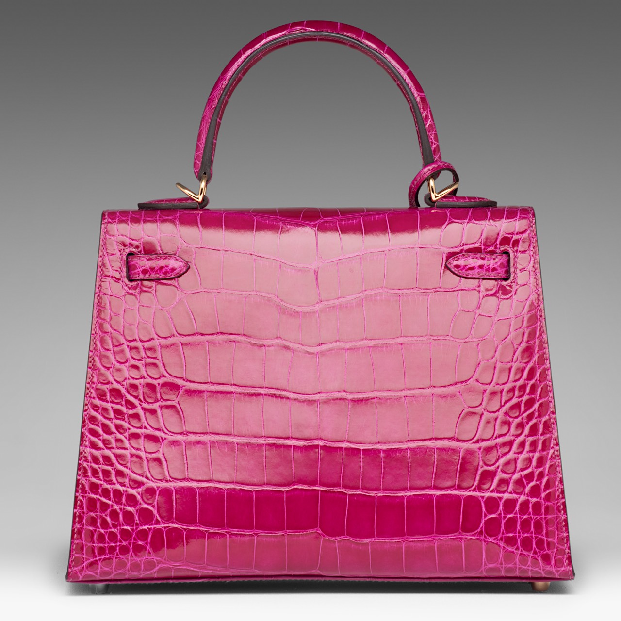 PREMIUM LOT - HERMES, Kelly Sellier 25 bag, Rose Pourpre Alligator Mississippiensi Lisse, with gilt - Image 4 of 12