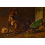 Charles Verlat (1824-1890), 'Dedain et Provocation', 1884, oil on mahogany 56 x 79 cm. (22.0 x 31.1