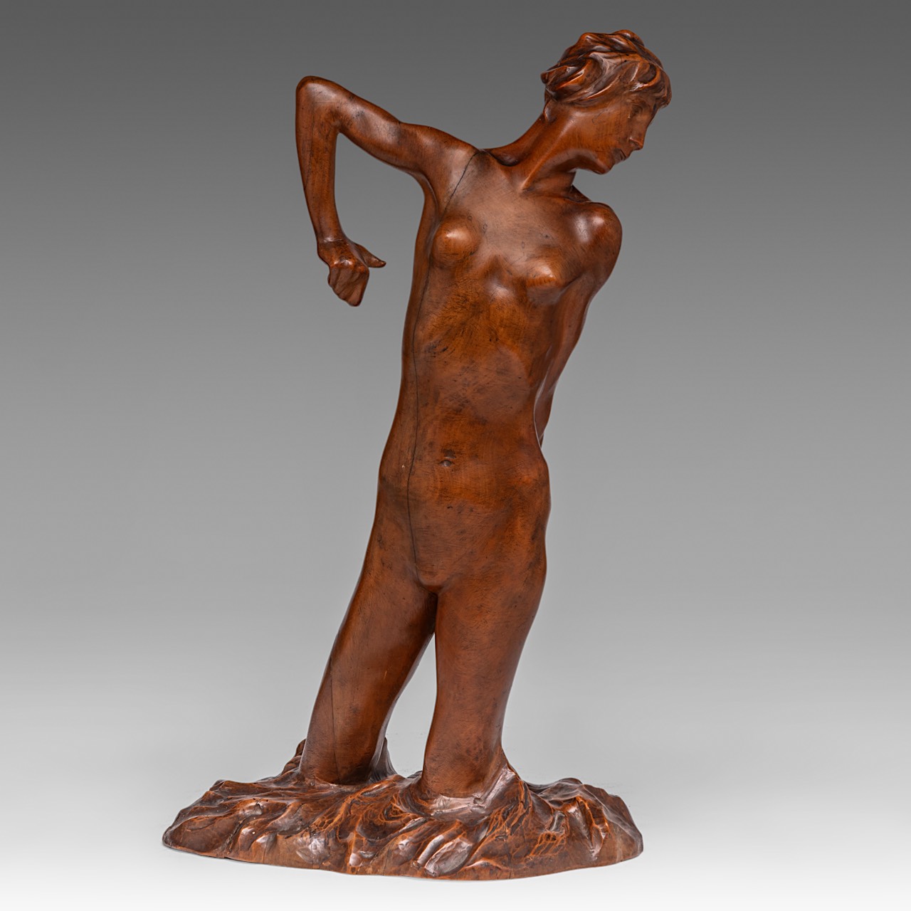 George Minne (1866-1941), 'Baigneuse I', carved wood, H 40 cm - Image 2 of 10