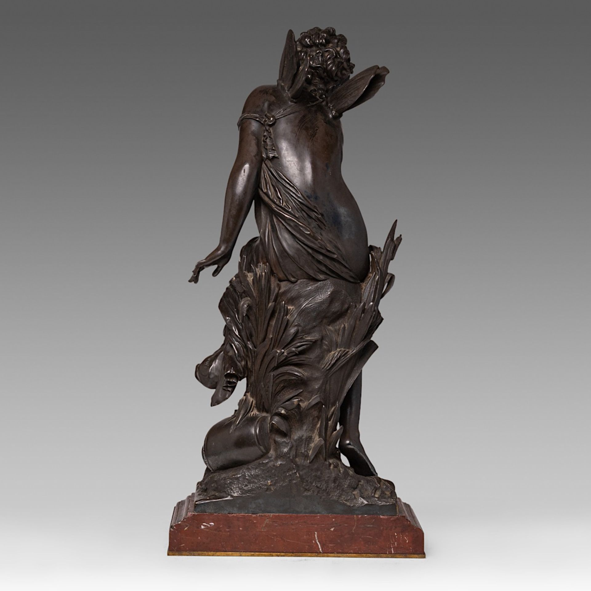 Mathurin Moreau (1822-1912), Libellule (Ondine), patinated bronze on a red marble base, H 76 cm - Bild 4 aus 6