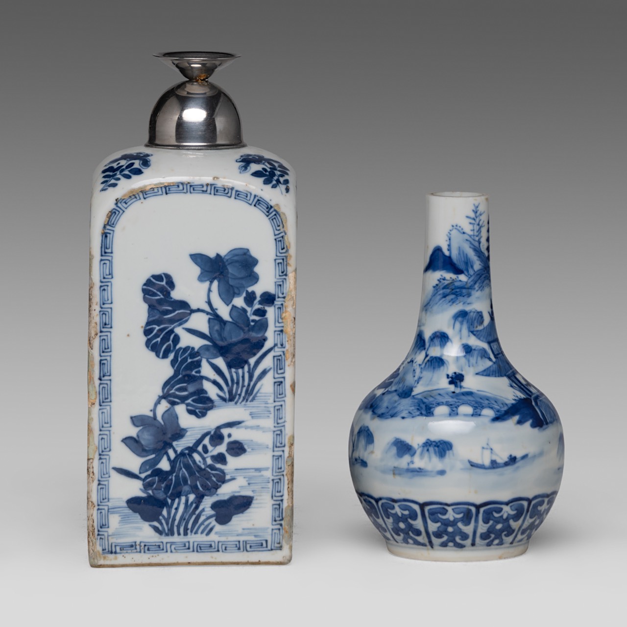 A small collection of six Chinese porcelain ware, Kangxi and late Qing, tallest H 23 cm (6) - Image 11 of 19