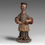 A fine polychrome limewood sculpture of a saint, 18thC, probably Eastern Germany or Poland, H 58 cm