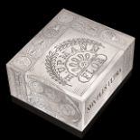 A Russian silver cigar box, Moscow, 84 ZN, maker's mark Pavel Ovchinnikov, dated 1881 6 x 13.7 x 12