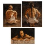 Claude Jammet (1953), three untitled works, 2002, oil on canvas, 88 x 66 / 70 x 90 / 66 x 100 cm