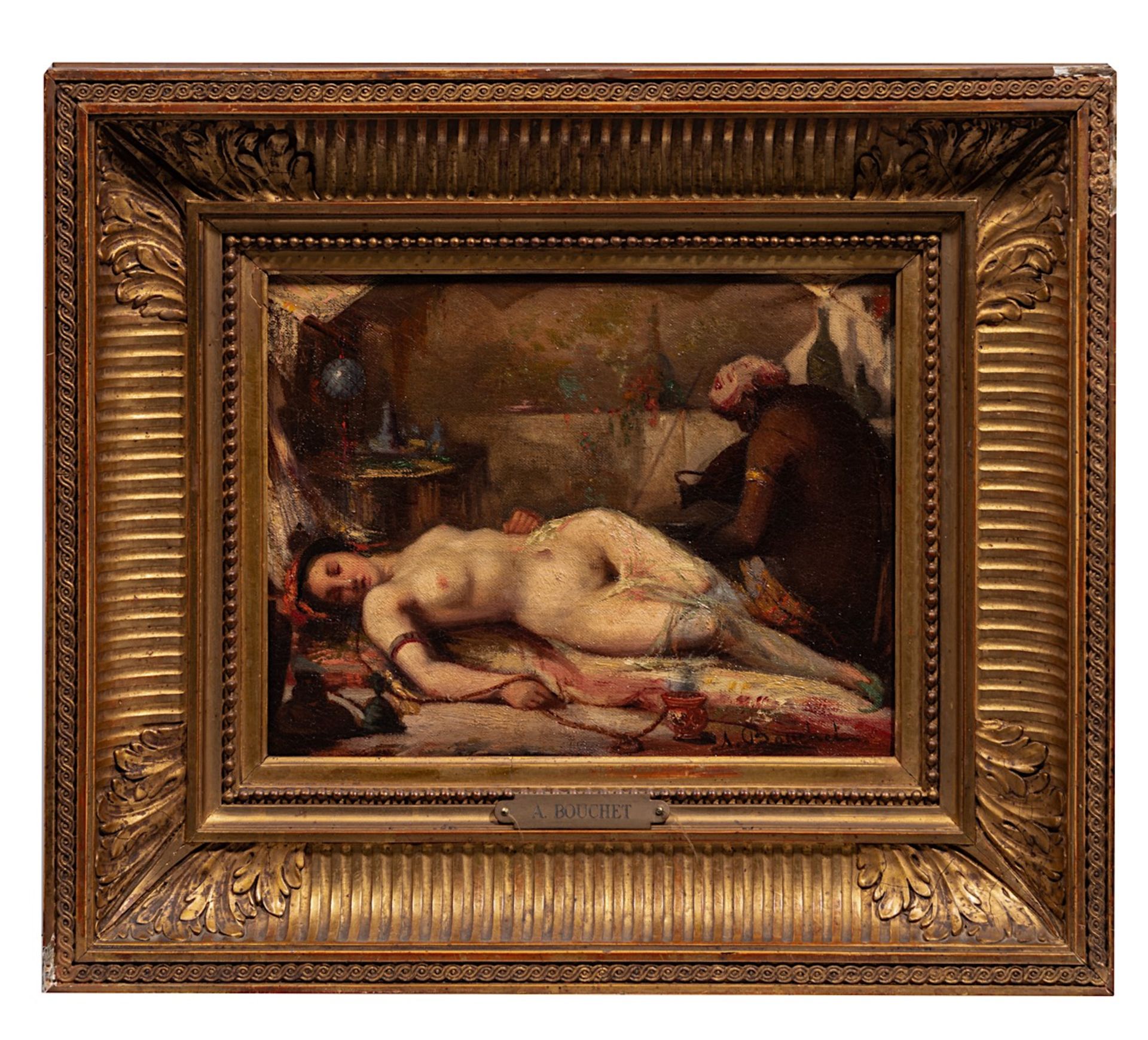 Auguste Bouchet (1831-1889), resting nude in the harem, oil on canvas 20 x 25 cm. (7.8 x 9.8 in.), F - Bild 2 aus 5