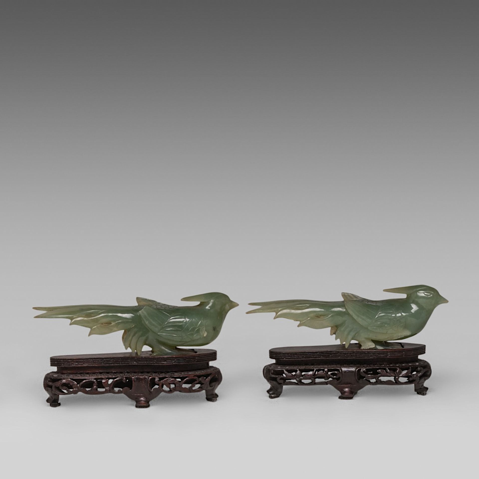 A collection of eleven Chinese mineral carvings and a pair of porcelain dishes, incl. two carnelian - Image 13 of 17