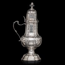 An 18thC silver mustard pot, Brussels hallmark, year letter (17)58, weight: ca 306 g (excl pewter in