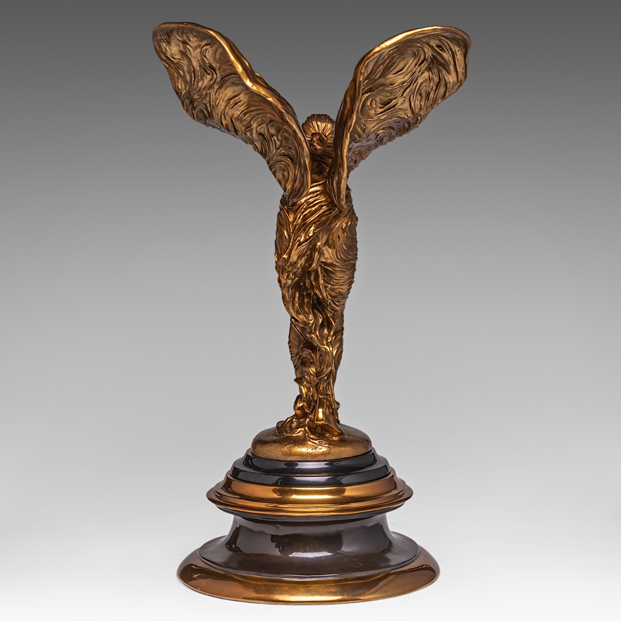 Charles Sykes (1875-1950), gilt bronze sculpture of the 'Spirit of Ecstasy', Rolls-Royce, H 69 cm - Image 12 of 14